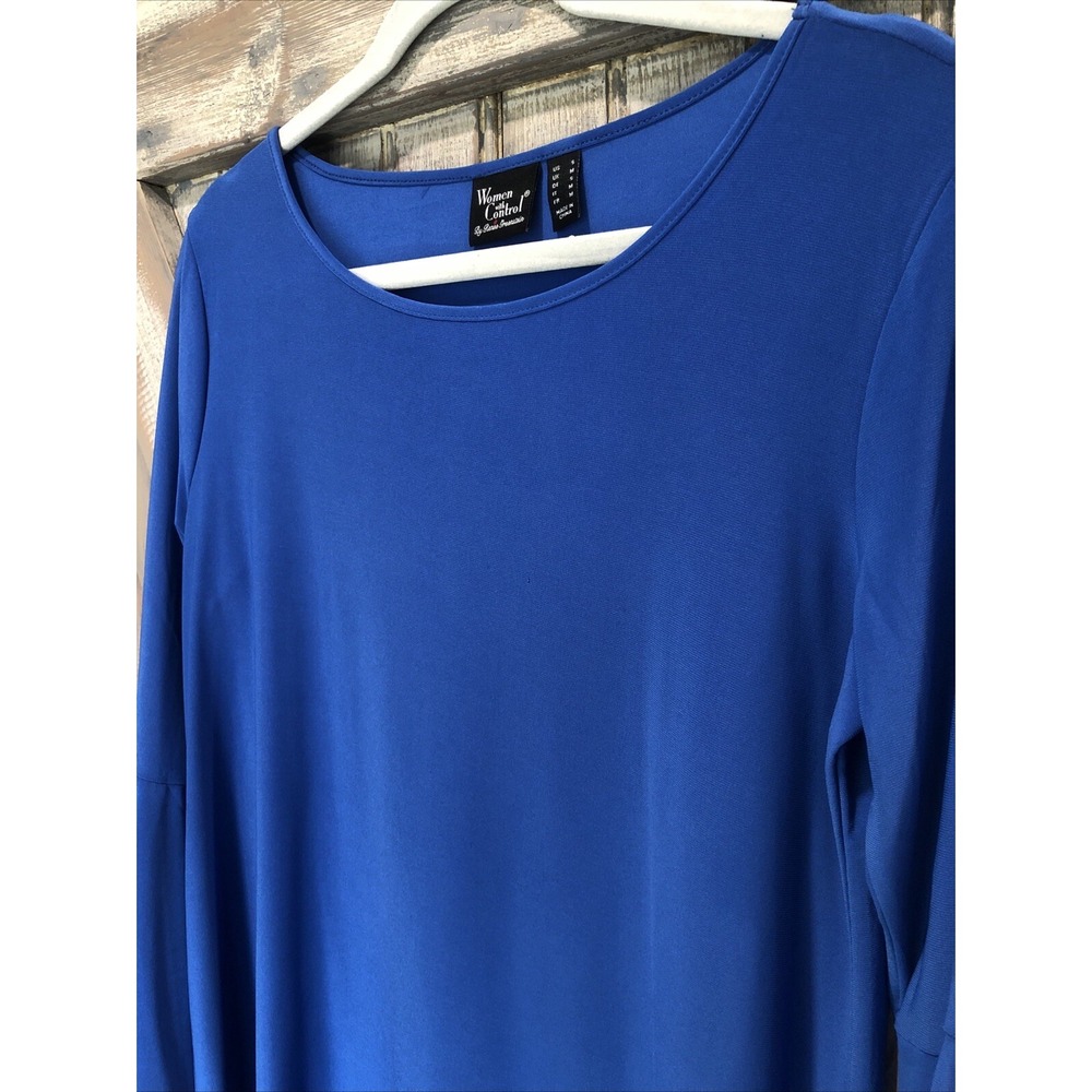 Women with Control Flounce Sleeve Top Blue Career Slimming  size Small NWOT New - Picture 3 of 13